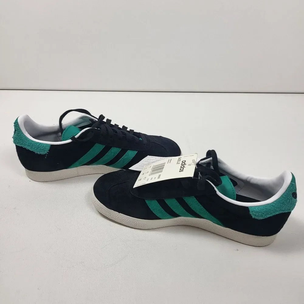 Adidas‎ Originals Gazelle Casual Shoes Black/Teal Green/Gold Metallic Mens 5 W 6